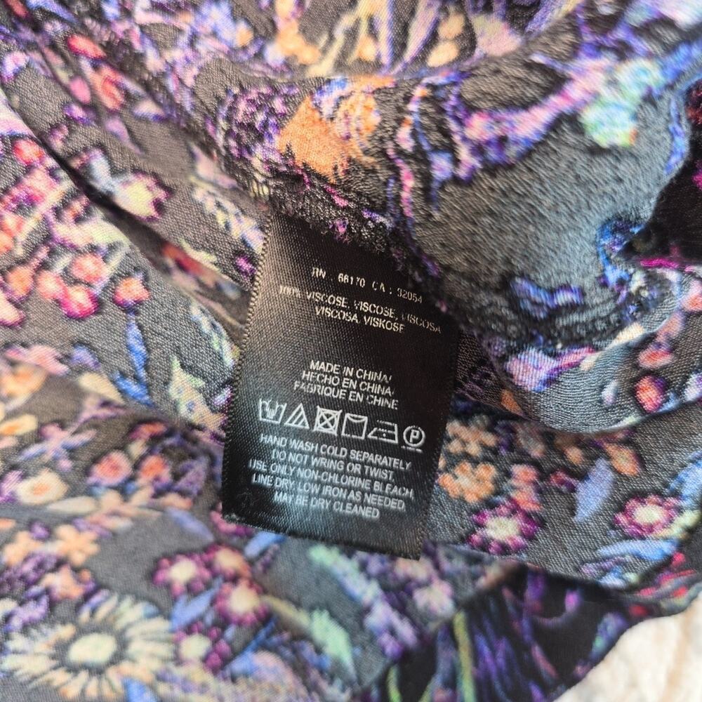 Anthropologie Maeve Floral Leopard Dress Faux Wrap Morgan Midi Sz 0 - Picture 12 of 12